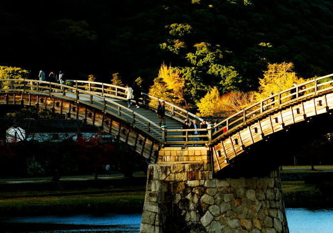 雨の錦帯橋